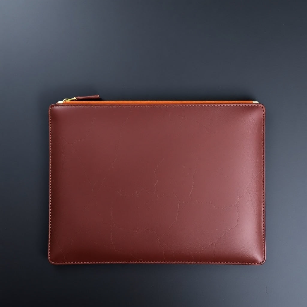 a brown leather wallet on a black surface