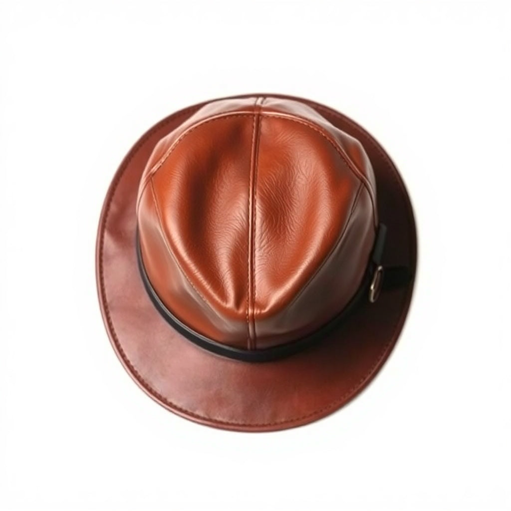 a brown leather hat on a white background